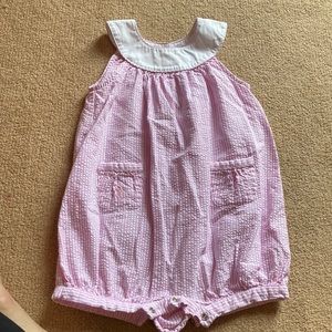 Pink seersucker romper